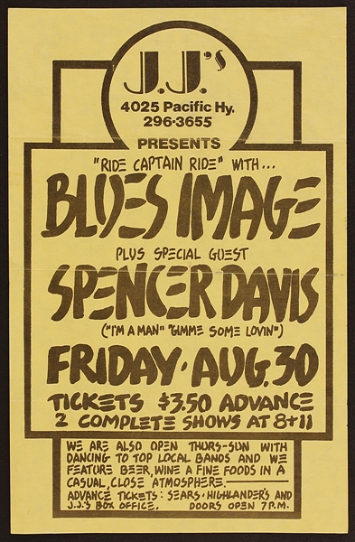 Blues Image/Spencer Davis Original Concert Handbill