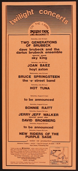 Bruce Springsteen Early "Born To Run" Tour Original 1975 Concert Flyer