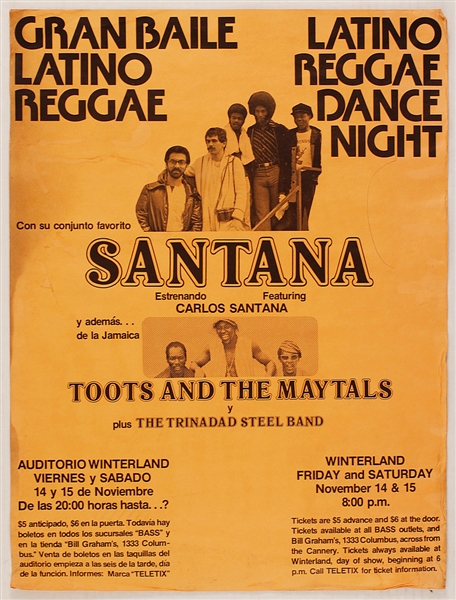 Santana/Toots and the Maytals Original Concert Poster