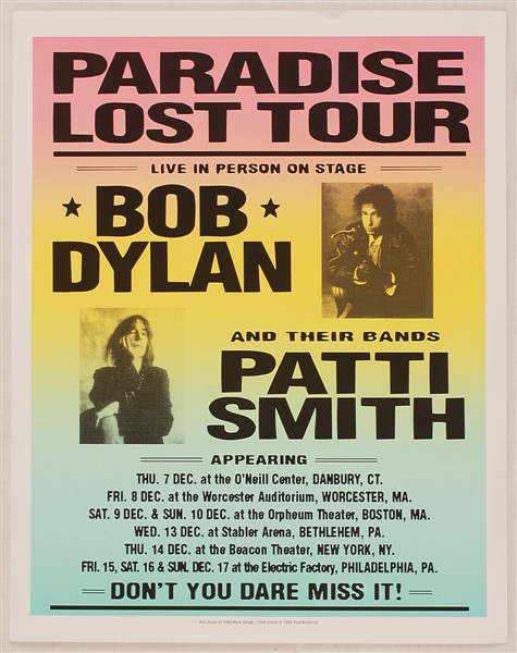 Bob Dylan and Patti Smith Original "Paradise Lost Tour" Concert Poster