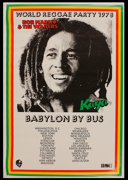 Bob Marley Original 1978 Babylon By Bus Tour Concert Poster