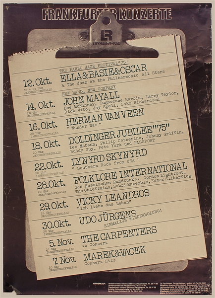 Lynyrd Skynyrd "Frankfurter Konzerte" Original German Concert Poster