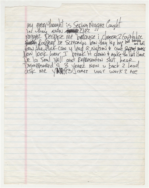 Tupac Shakur Unreleased Verse of Handwritten Lyrics