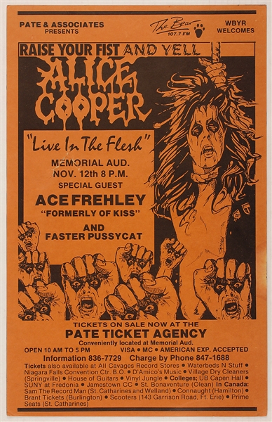 Alice Cooper/Ace Frehley Original Cardboard Concert Poster