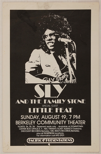 Sly and The Family Stone Original Concert Poster with Little Feat 