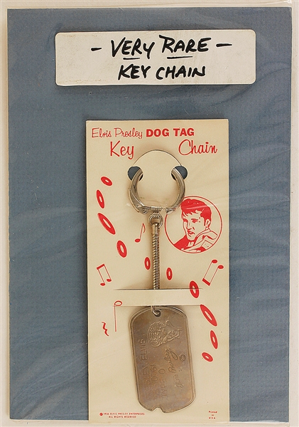 Elvis Presley Rare 1956 EPE Dog Tag Key Chain on Card