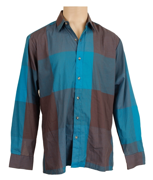 Michael Jackson Owned & Worn Blue and Brown Long-Sleeved Shirt