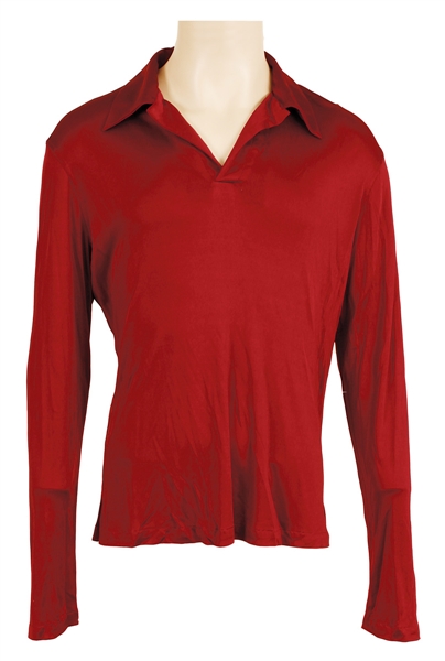 Michael Jackson Owned & Worn Red Wine Red V-Neck Long-Sleeved Top