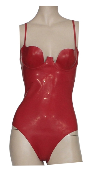 Lady Gaga "Bad Romance" Record Promotion Worn Red Latex Bodysuit