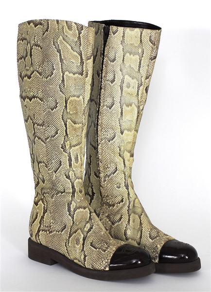 Claudia Schiffer Runway Worn Snake Skin Chanel Boots
