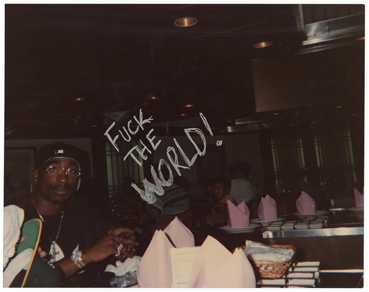 Tupac Shakur s "Fuck The World" Inscribed Original Personal Photograph