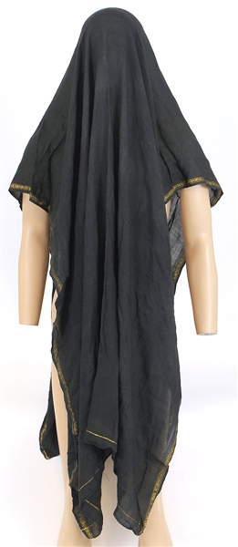 Michael Jackson Owned and Worn Large Black Sheer Scarf with Gold Edging