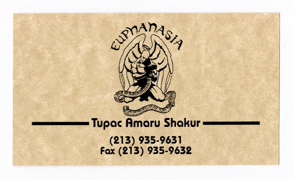 Tupac Shakurs Personal "Euphanasia" Business Card