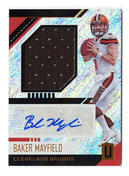 Baker Mayfield 2018 Panini Unparalleled Autograph Patch Rookie Card