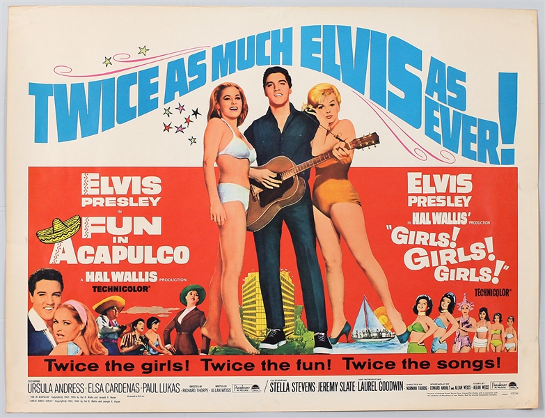 Elvis Presley "Fun in Acapulco" and "Girls! Girls! Girls!" Original Movie Poster