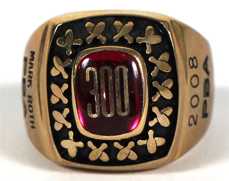 Mark Roths Owned and Worn 2008 Professional Bowlers Association (PBA) 300 Gold Ring 
