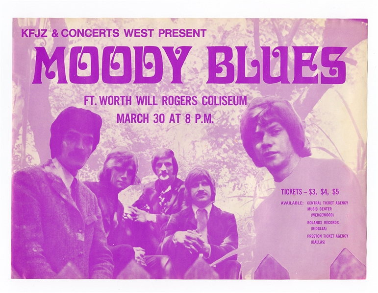 Moody Blues Original 1970 Will Rogers Coliseum Concert Handbill