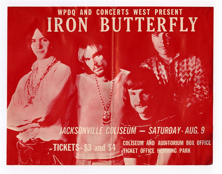 Iron Butterfly Original Jacksonville Coliseum Concert Handbill