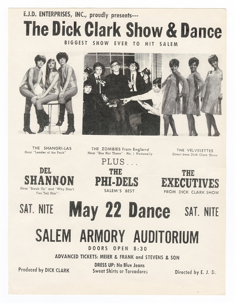 Dick Clark Show & Dance Original Concert Handbill Featuring Del Shannon and More