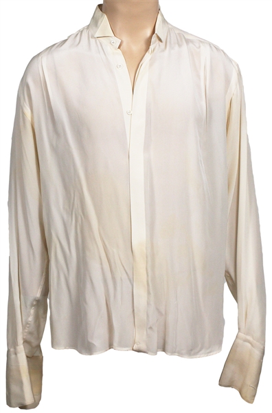 Michael Jackson Owned and Worn Long-Sleeved Off-White Silk Shirt