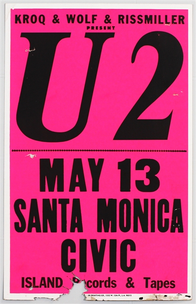U2 Early, Rare Original Concert Poster