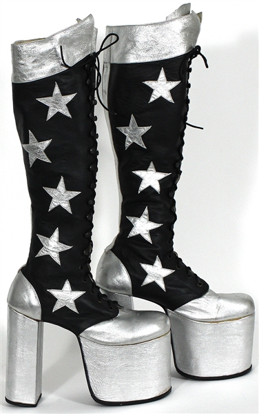 Lot Detail - KISS Paul Stanley Stage Worn High Silver Star Platform Boots