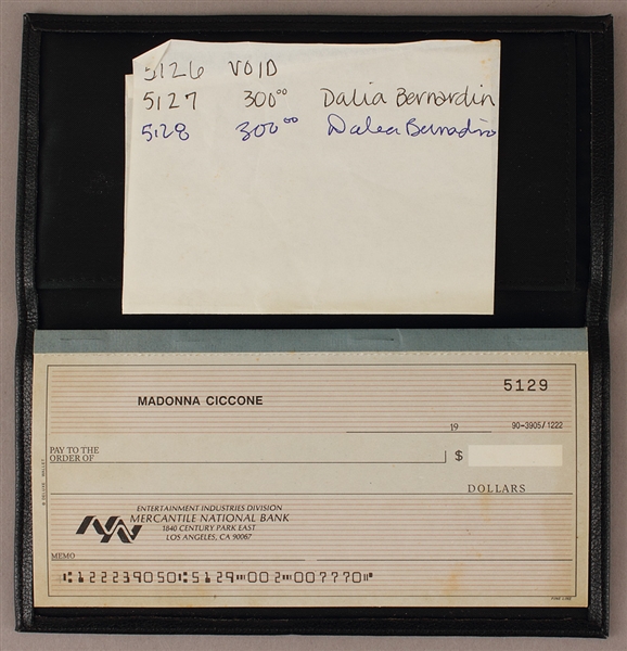 Madonna Ciccone Personal Checkbook With Handwritten Note