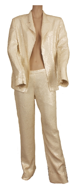 Alicia Keys Stage Worn Custom White Sequin Jacket and Pants