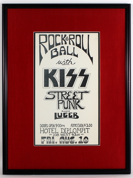 Kiss Early Original "Rock & Roll Ball" 1973 Hotel Diplomat NYC Concert Poster