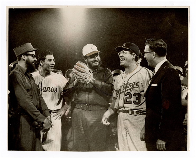 Fidel Castro Opening Day Original Baseball Photograph Rochester Red Wings at Havana April 20, 1960