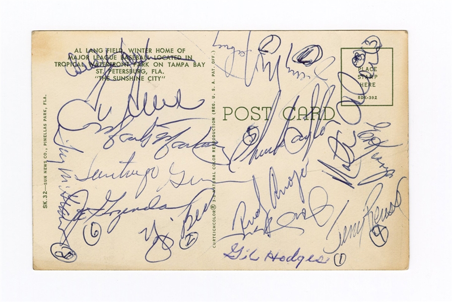 1971 NY Mets & St Louis Cardinals Signed Spring Training Postcard JSA LOA    