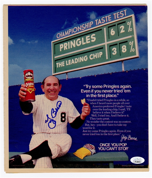 Lot Detail - Yogi Berra Signed Vintage Pringles Ad JSA ...