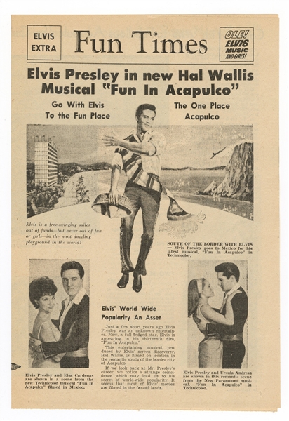 Elvis Presley Original "Fun In Acapulco" Fun Times Promotional Mini-Poster