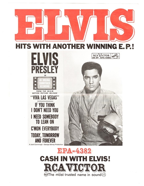 Elvis Presley 11 x 15 "Viva Las Vegas" RCA Promotional Mini-Poster