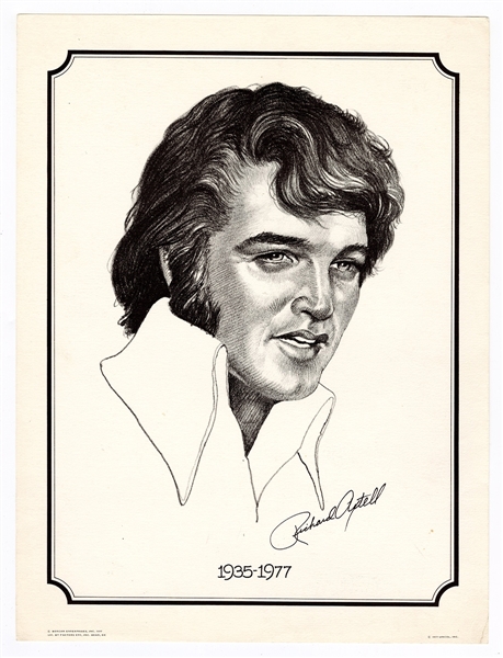 Elvis Presley 10 x 13 Commemorative Sketch by Richard Artell (1977)