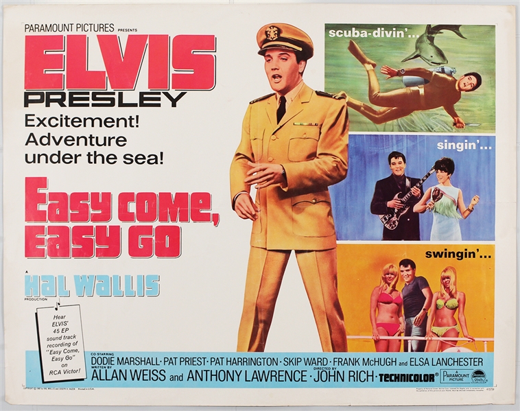 Elvis Presley "Easy Come, Easy Go" Original Half-Sheet Movie Poster