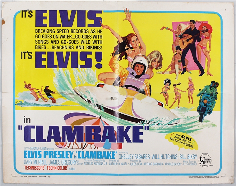 Elvis Presley "Clambake" Original Half-Sheet Movie Poster