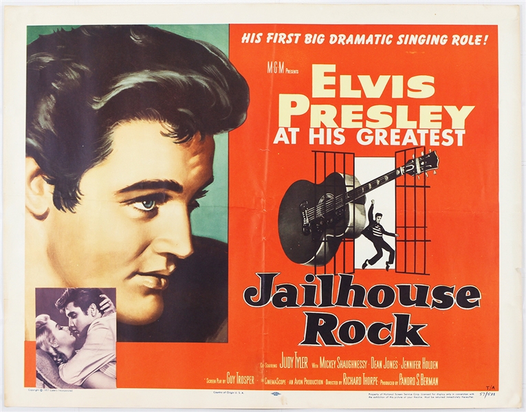 Elvis Presley "Jailhouse Rock" Original Half-Sheet Movie Poster