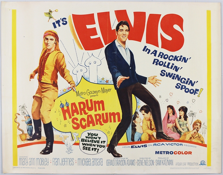 Elvis Presley "Harum Scarum" Original Half-Sheet Movie Poster