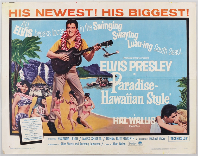 Elvis Presley "Paradise - Hawaiian Style" Original Half-Sheet Movie Poster