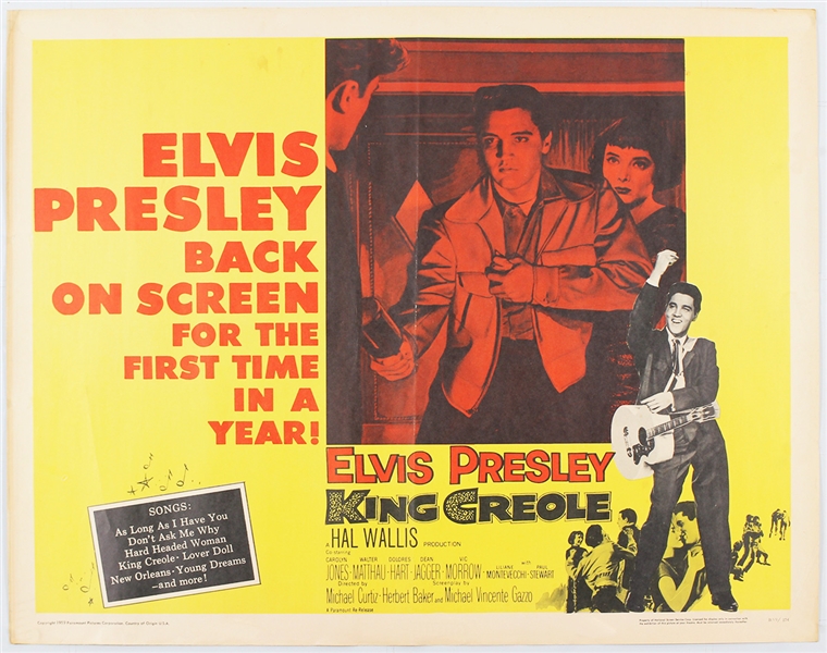 Elvis Presley "King Creole" Original Half-Sheet Movie Poster