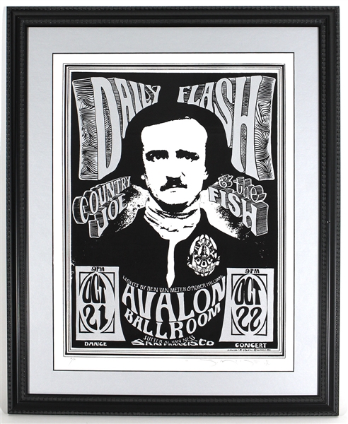 The Daily Flash and Country Joe & The Fish "Edgar Allan Poe" Original 1966 Avalon Ballroom Concert Serigraph Signed by Stanley Mouse