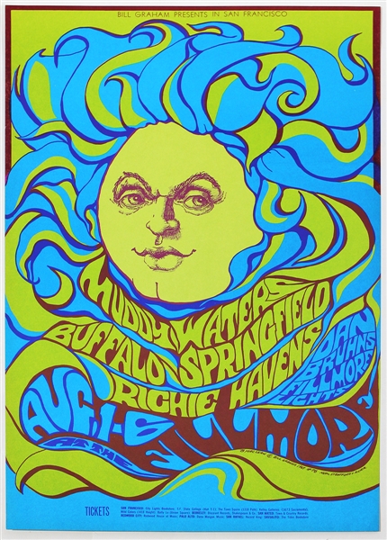 Muddy Waters Original 1967 Fillmore Auditorium Concert Poster