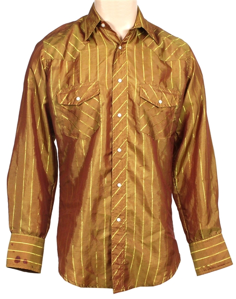 John Denver Owned & Worn Gold Striped Wrangler Western Shirt