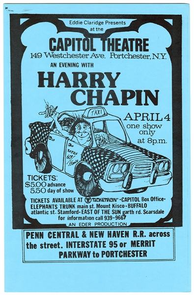 Harry Chapin Original 1974 Concert Poster