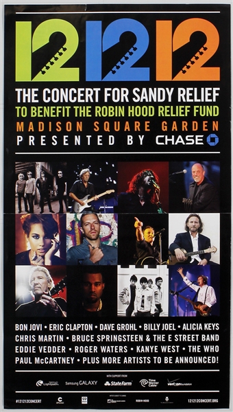 The Concert for Sandy Relief Original Poster Featuring Bruce Springsteen, Eric Clapton, Paul McCartney, Roger Waters and More