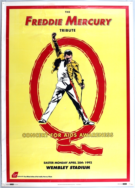 Queen Freddie Mercury Tribute Concert for Aids Awareness Original Poster: U2, Guns N Roses, George Michael, Metallica, Elton John