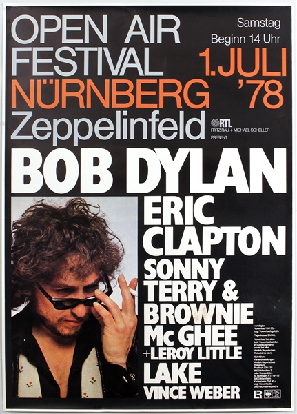 Bob Dylan and Eric Clapton Original 1978 German Concert Poster 