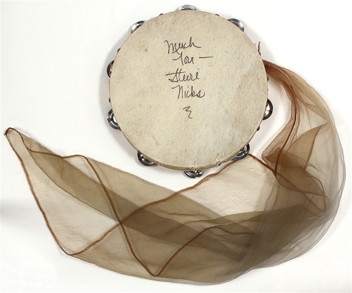 Stevie Nicks Stage Used and Signed Tambourine with Scarf JSA Authentication