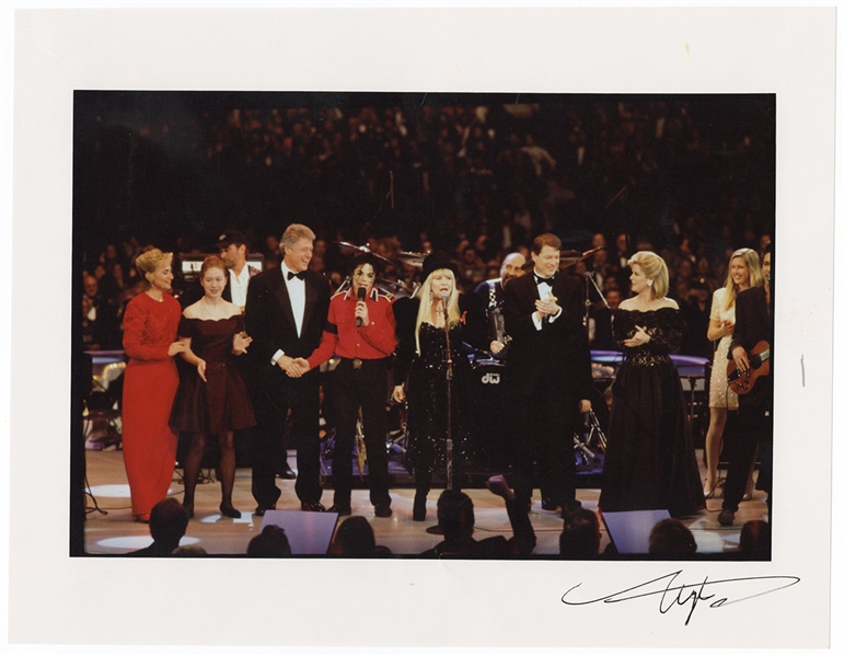 Bill Clinton Original Neal Preston Signed 1993 Inauguration Gala Photograph Featuring The Clintons, The Gores, Michael Jackson and Fleetwood Mac